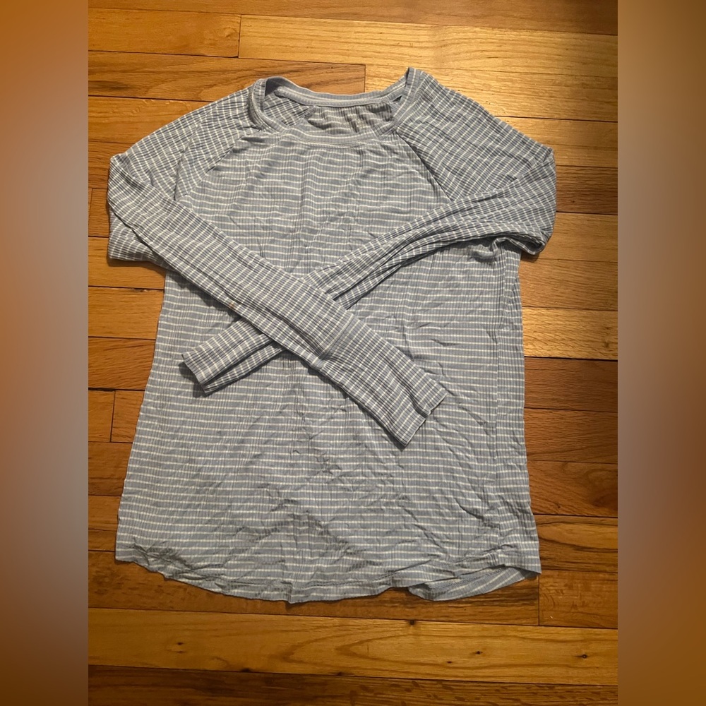 Aerie Blue Striped Long Sleeve Shirt